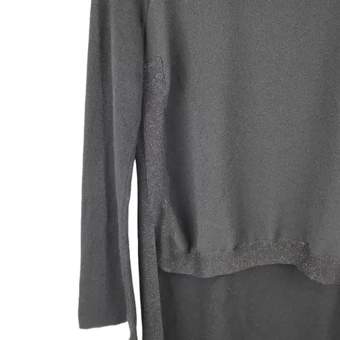 ZARA  Womens Black Mock Neck Long Sleeve Sweater Dress High Low Hem Sz S