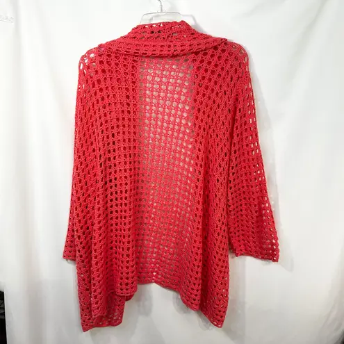 Jessica London Plus Size 22/24 Cardigan Pink Open Knit Sweater Shrug Duster 161