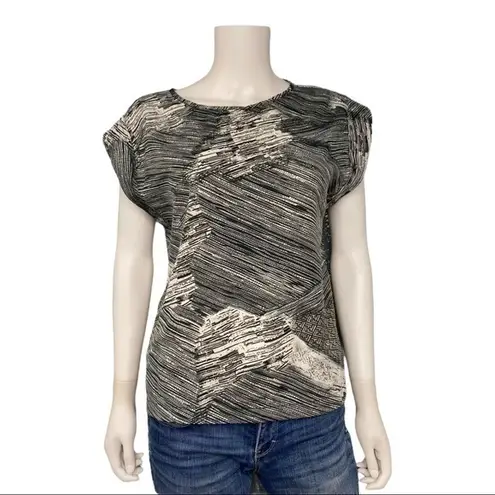 W118 By Walter Baker Abstract Casual Workwear Black White Short Sleeve Top S