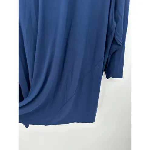 J Jill Womens Tunic Sweater Size 3X Navy Blue Cowl Neck 3/4 Sleeve Boxy Loose