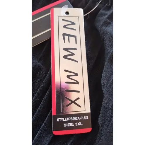 New Mix NWT Lock & Love Women's Black Pleated Wide Leg Pants Elastic Waist Sz3XL