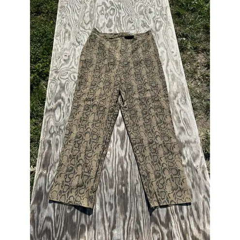 VINTAGE Fundamental Things Pants Women 14 Brown High Rise Snake Skin Fall