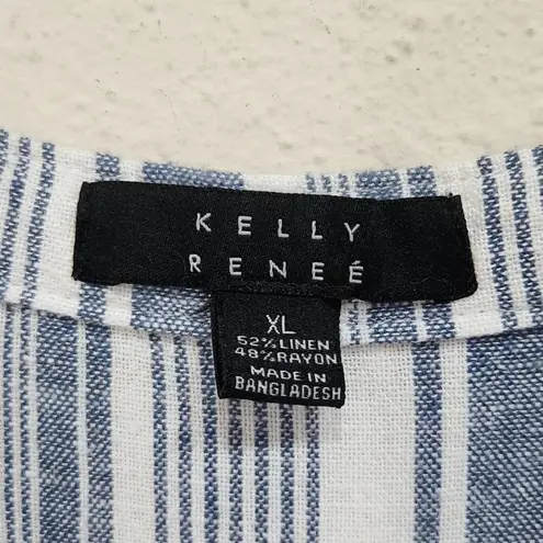 Kelly Renee Stripes Sleeveless Tie Waist Romper Shorts Blue White Size XL