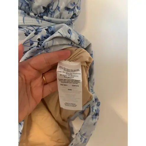 A pea in the pod NWT Ruffled Maternity Floral Swimsuit Light Blue Size M