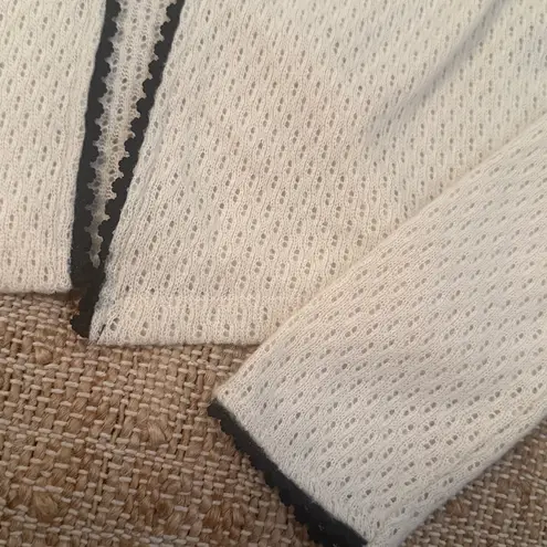 H&M  PICOT-TRIMMED POINTELLE-KNIT CARDIGAN XS Cream Blacm