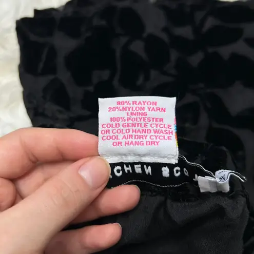 GRETCHEN SCOTT Luxe Leaf Velvet Palazzo Pants Womens Size XS Holiday Party Chic Black