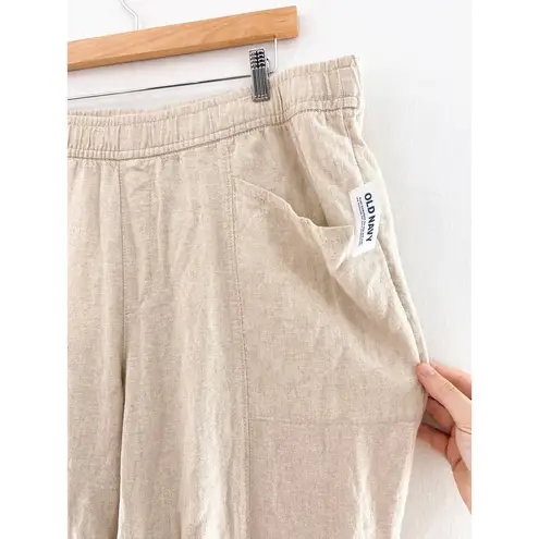 Old Navy NEW  Linen Blend Crop Pants XL Hot Flax Linen Tapered Pants Lagenlook