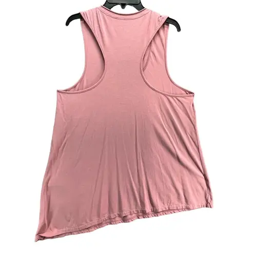 Garnet Hill  Tank Top Womens M Pink Asymmetrical Knit Racerback Quick Dry Stretch