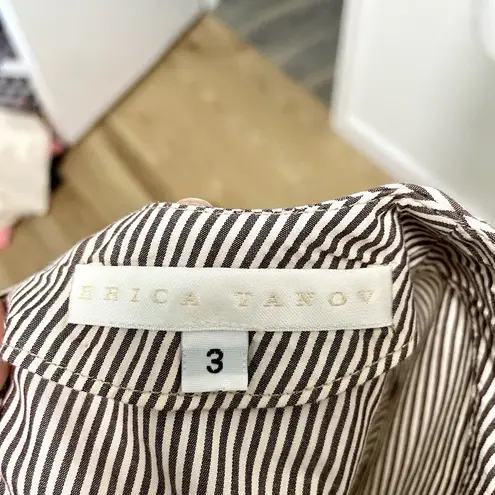 Erica Tanov Stripe Long Sleeve Popover Dress Modern Minimalist size 10/12