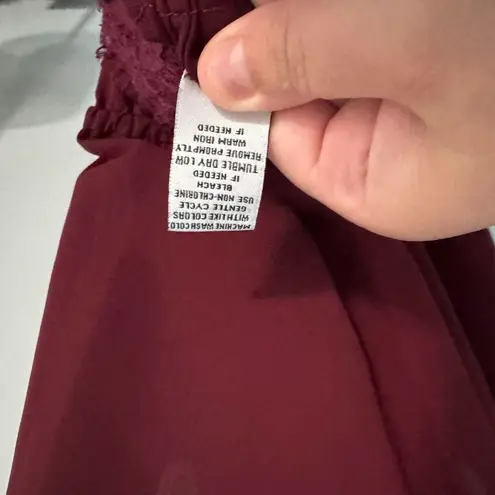 Hippie Laundry Thin Strap Dark Red Slinky Tank Top Women's Size Large Lace Edges - Image 7