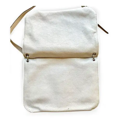 Marni Bandolier Crossbody Bag Gray Leather Silvertone Hardware Zip Top Messenger