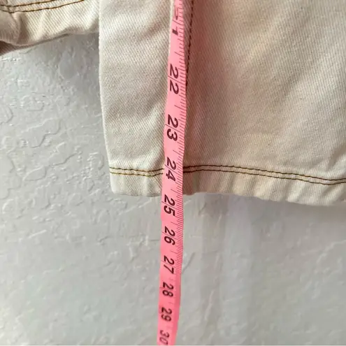 Reclaimed Vintage Ecru Cream Brown Stitching 90s Tapered Mom Fit Jeans 4 Tan