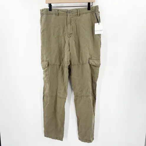 Bella Dahl Sienna Pants Size 31 NWT Rolled Cargo Linen Blend Jogger Green Casual