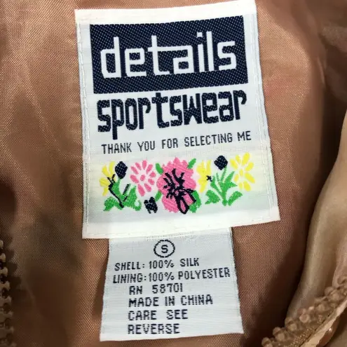 Vintage Details Sportswear Womens Silk w/pockets Zip Up Bomber Jacket S Flawed