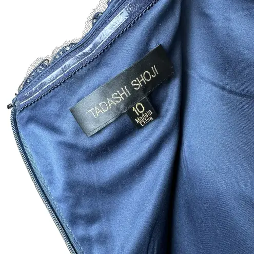 Tadashi Shoji Navy Blue Sequin Evening Gown Formal Dress 10 | Modest Wedding