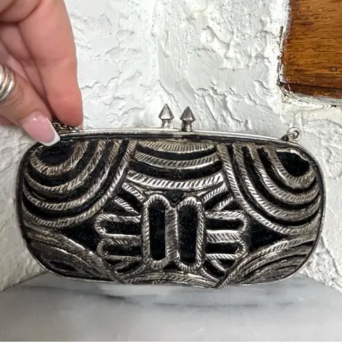 Free People  | Metal Cage Silver Black Chain Crossbody Purse NWT