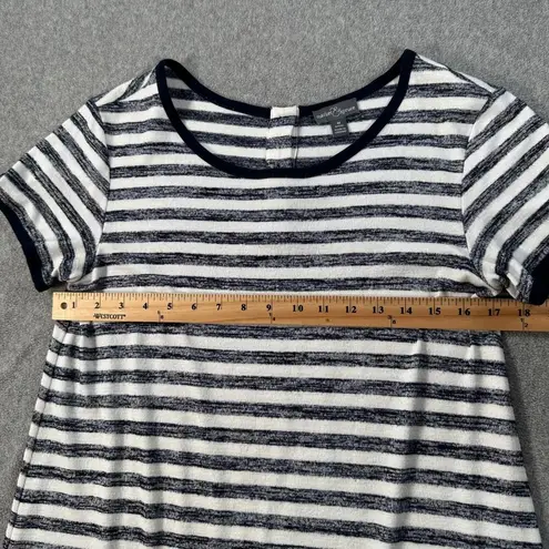 Market & Spruce Britta T-Shirt Dress Short Sleeve Petite Medium Blue Stripe