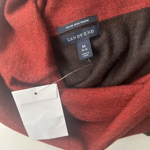 Land’s End Women’s Sweater Dress 100% Merino Wool Cowl Neck Size M Dark Brown Size M