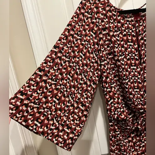 Soul Cake Tie front waist Dress w/kimono sleeves Sz XL Cheetah Print Rust color