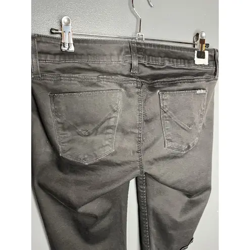 Hudson Women's 28 Black Viceroy Knee Short Buttoned Logo Back Pockets Denim Jean