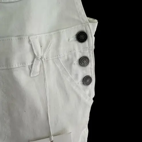 KanCan White Women's Denim Overall Shorts with No Back and Adjustable Straps Size undefined