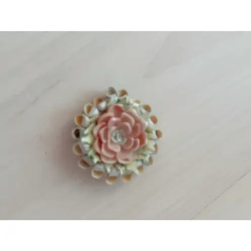 Vintage 1940s Sailor Made Brooch/Pin Handmade Shell Sharktooth Pastels Pink