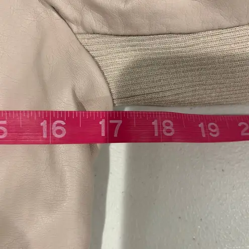 BB Dakota  Steve Madden Beige Faux Leather Moto Jacket‎ Asymmetrical Medium - Image 8