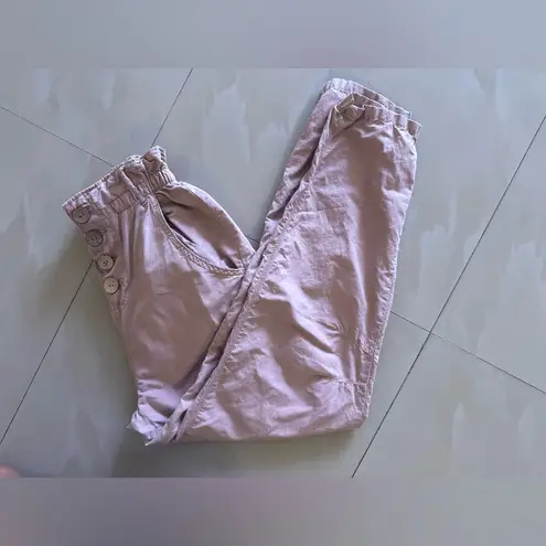 ZARA  Women's Baggy Rustic Paperbag Lightweight Pants Dusty Pink Button Fly Sz 2 thumbnail 3