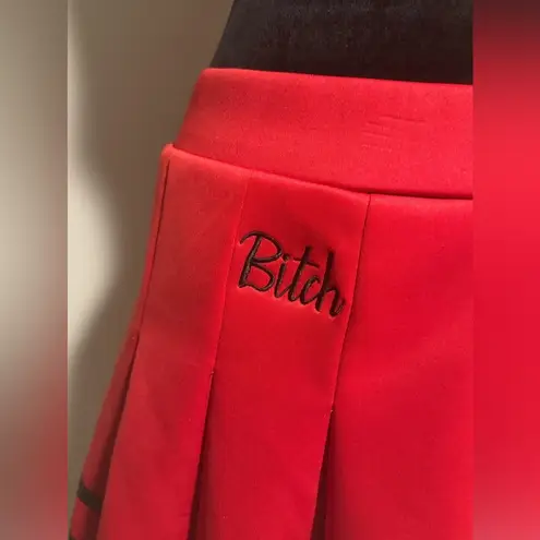 EUC Spencer’s Red and Black B**** Pleated Cheer Skirt size large