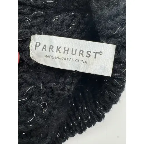 Parkhurst Knit Beanie Hat Black Angora Blend Sparkle Accents Winter Warm