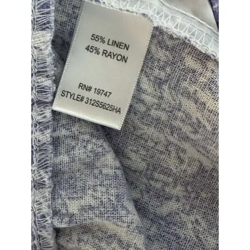 Land ‘n Sea Pants Purple/White Patterned Wide Leg Pull On Linen Blend Medium