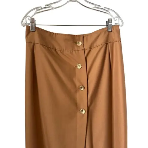 Vintage OOAK high waisted Brown wrap maxi skirt gold button closing large