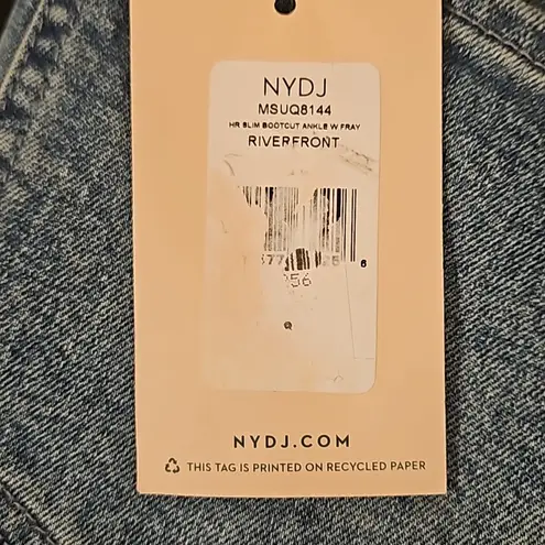 NYDJ 💕💕 High Rise Slim Bootcut Frayed Ankle Jeans ~ Riverfront Blue 8 NWT
