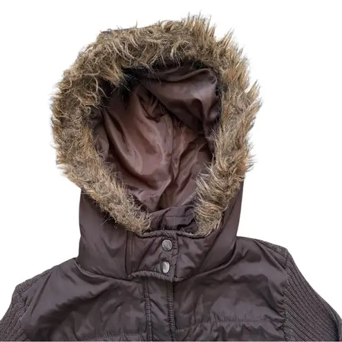 Say What? Vintage Y2K Say What? Chocolate Brown Hooded Button Puffer Jacket Size XL