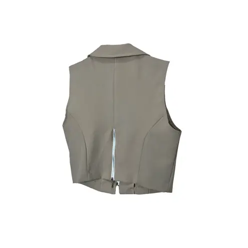 Vintage Daily Habit Womens Tan Sleeveless Cropped Blazer Shorts Set Size 7