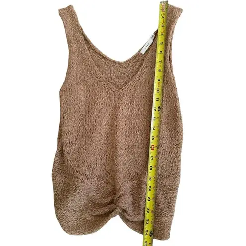 Lush Clothing Double V Sleeveless Sweater Faux Knot Front Size Large In Latte Tan By Lush