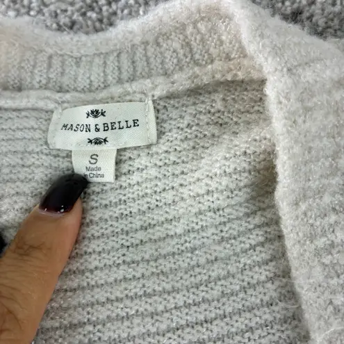 Mason & Belle Womens Cardigan Sweater Small Open Front Aztec Print Cream Black