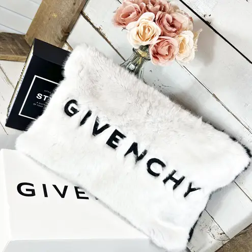 Givenchy Large Black & White Fur Two Tone GV3 Pouch/Clutch