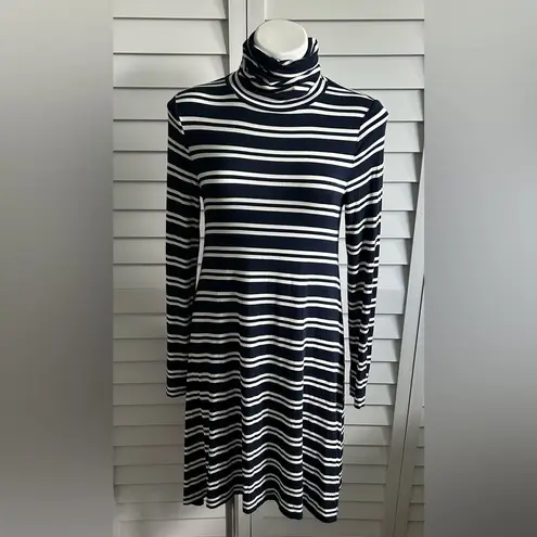 Maeve Anthropologie | striped turtleneck swing dress