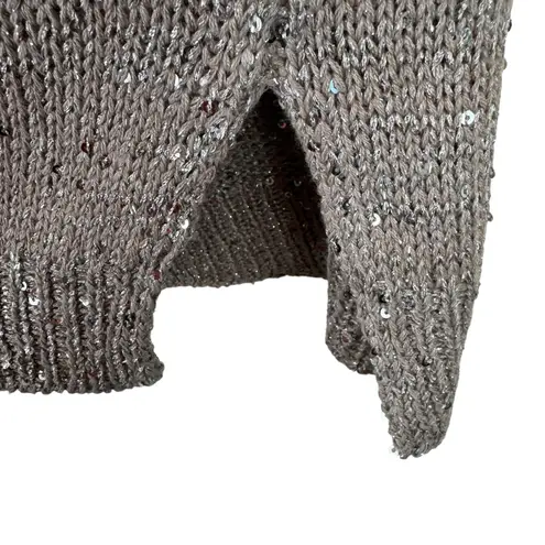 WD.NY Tan Short Sleeve Shimmery Sequin Sweater Medium