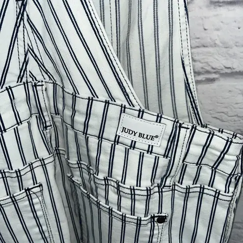 Judy Blue Women's Pinstripe White Boyfriend Casual Statement Overalls Size XL