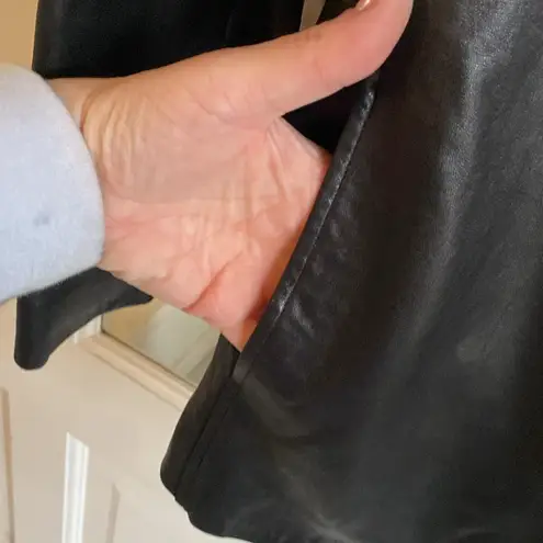 90s Vintage BP Brass Plum Nordstrom Lambskin Leather Coat Jacket Womens L Black Size L