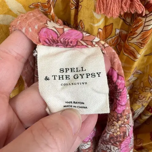 Spell & The Gypsy Women’s Small Yellow Patterned Siren Song Marigold Midi Dress