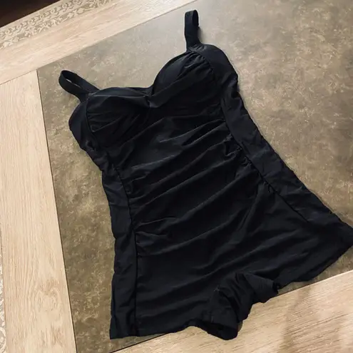 One Piece Daci Plus Size Swimsuits Boyshort Tummy Control Ruched Plus Size Bathing Suits Retro Twist Front Boyleg Swimwear