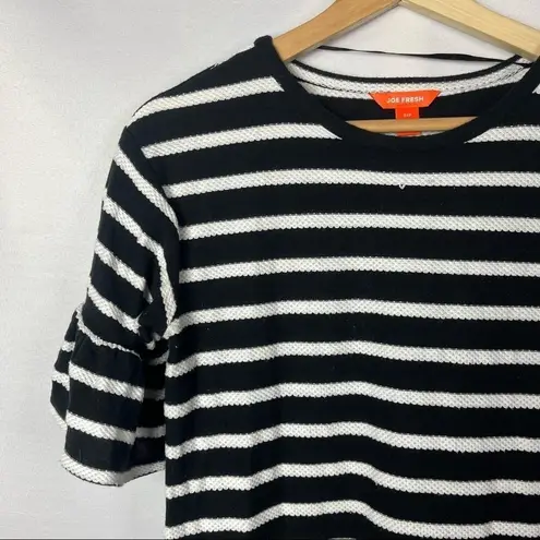 Joe Fresh Black & White Stripe Bell Sleeve Mini Dress S