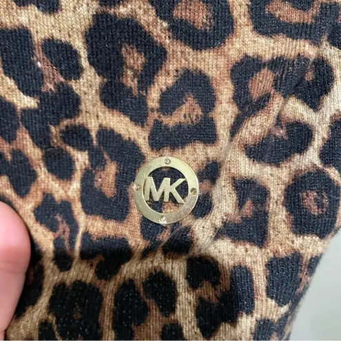 Michael Michael Kors Leopard Print Short Sleeve Sweater Brown Women’s Size XL