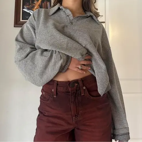 Nordstrom Vintage raw hem grey crop with collar