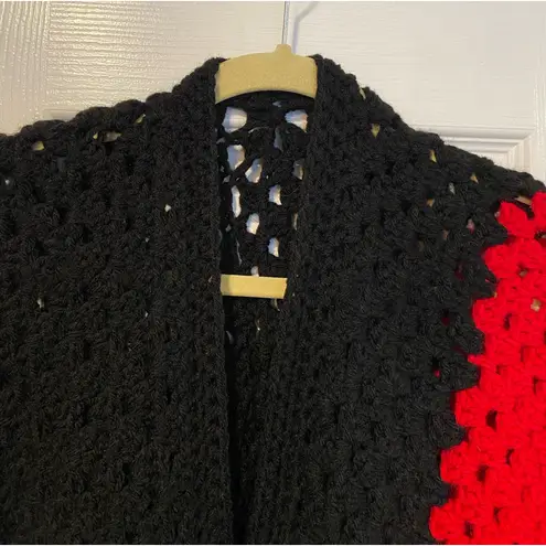 Handmade Crochet Granny Square One Size Cozy Cardigan Boho Chunky Knit Sweater