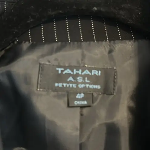 Tahari ASL Women’s Petite Becca Black with White Pink Stripes Blazer Size 4P