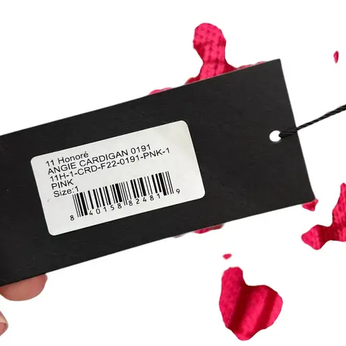 11 Honoré 11 Honore Angie Cardigan Sweater 11h Monogram Print Pink Plus Size 1 14-16